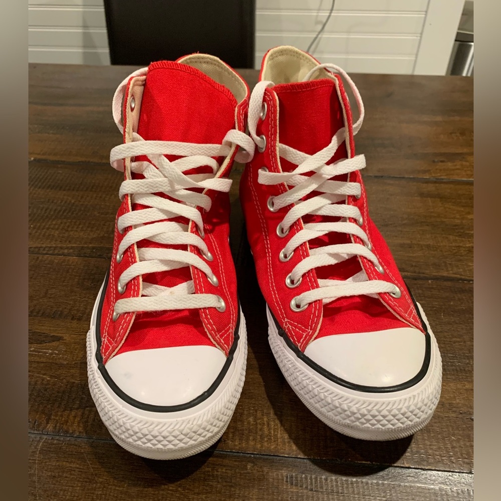 Converse Red and White High-Top Sneakers - Picture 2 of 6